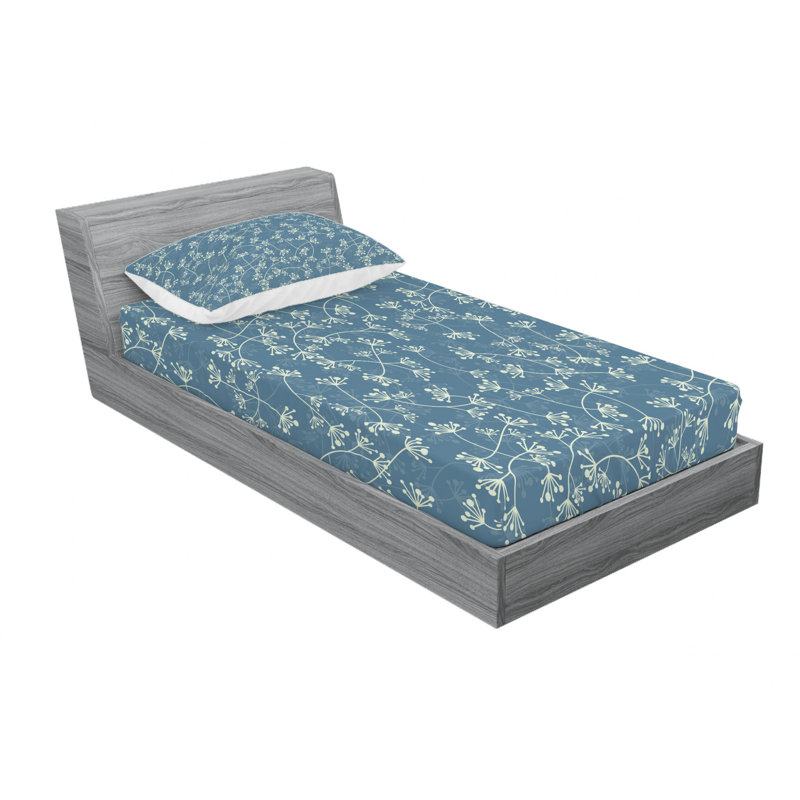 Microfiber Floral Sheet Set, Twin Sheet Set with Fitted Sheet