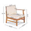  Ensemble de canapé d'extérieur 3 places avec table basse, structure en bois d'acacia massif et coussins crème