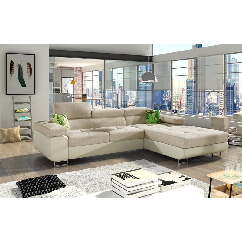 Marni 4 Seater Sofa Bed, Right Hand Facing, Beige