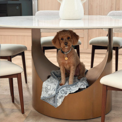 Modern Sintered Stone Round Dining Table With Pedestal Base