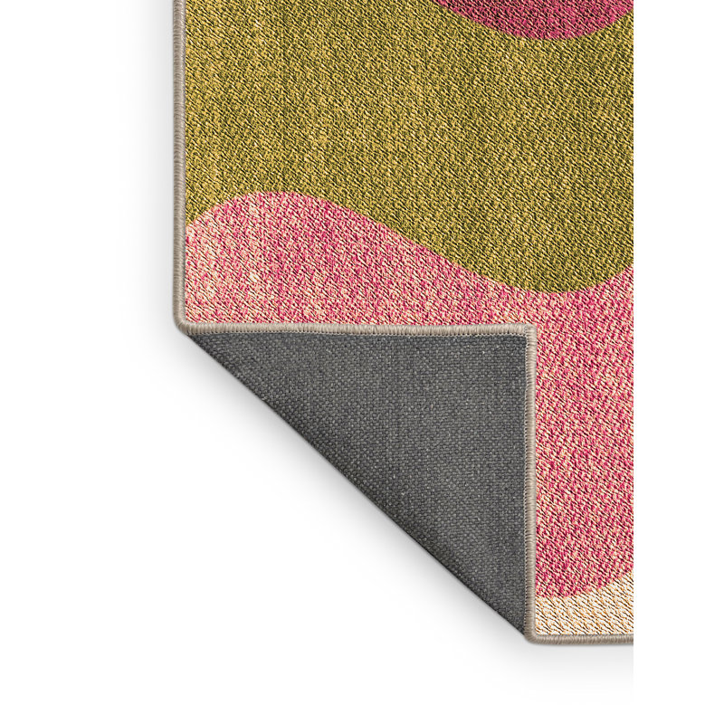 Tapis géométrique vert / ivoire / rose, Rectangle 7 pi x 10 pi