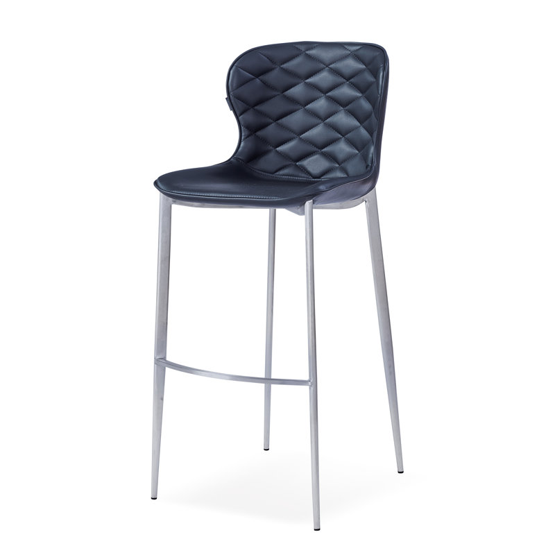 Albert Upholstered Counter Stool, Black, Stainless Steel, Counter Stool (24” Seat Height)