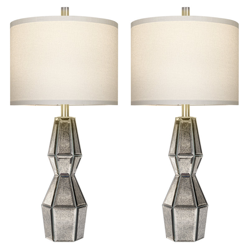 Ensemble de 2 lampes de table 28 po en verre miroir 28 po