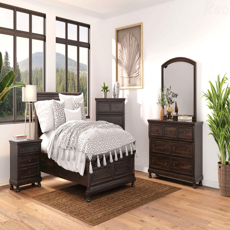 Dark Cherry 2-Drawer Nightstand
