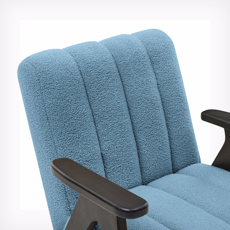 Tysha Modern Accent Chair with Espresso Wood Frame, Blue Teddy