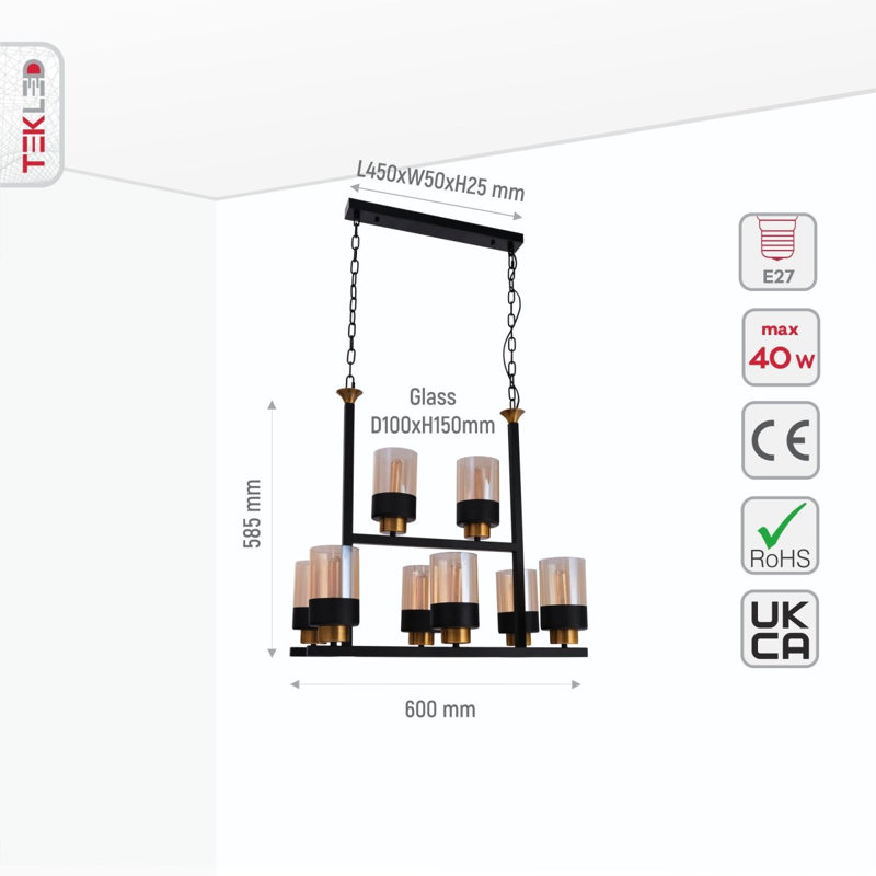 Anzie 8 - Light Kitchen Island Chandelier
