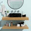 Lavabo de salle de bain en céramique 19 po x 15 po - Motif de marbre noir et gris, look tendance avec motif