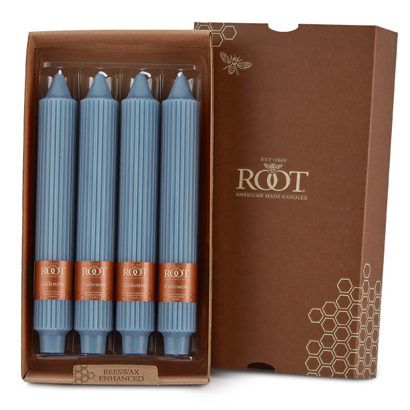 Ensemble de bougies 4 pièces Grecian Collenette, H 9 po x l 1,25 po x P 1,25 po, Bleu