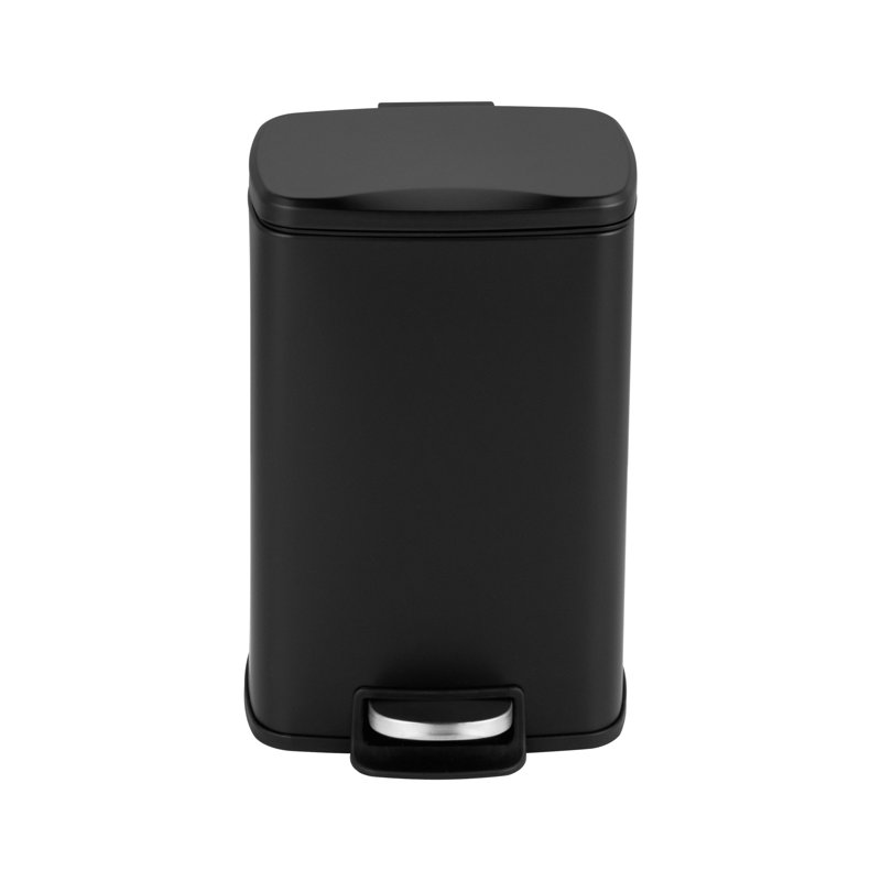 Poubelle à pédale en acier 1,3 gallon, Noir