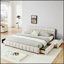 Lit rembourré en chenille confortable avec tête de lit, structure solide et tiroir de rangement pour un sommeil élégant et fonctionnel-649017818-649017816