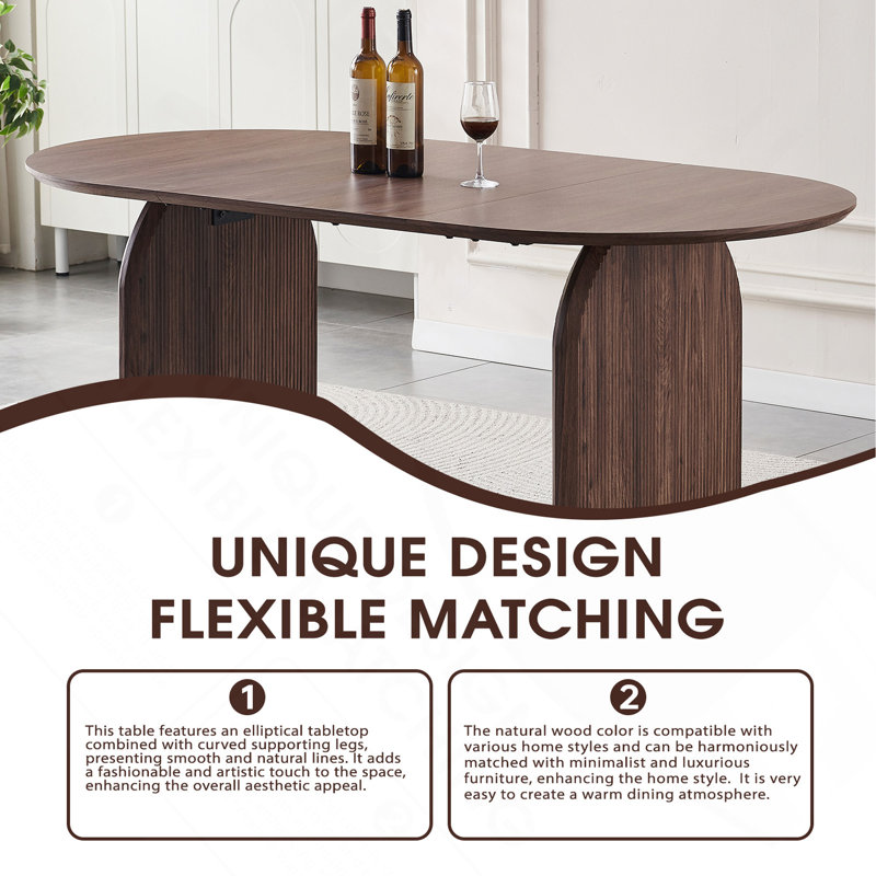 Table de salle à manger en bois, table de salle à manger de cuisine ovale moderne, double tendance