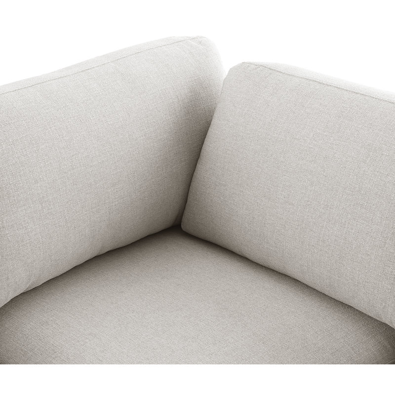 Fauteuil d'angle modulaire en lin de 38 po de largeur, Tissu beige texturé en lin