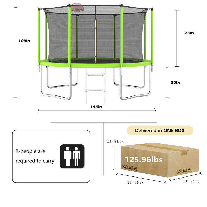 Filet de trampoline 12FT Sports Fitness, Vert