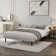 Upholstered Platform Bed, Modern Bed Frame with Button Design Headboard, No Box Spring Required