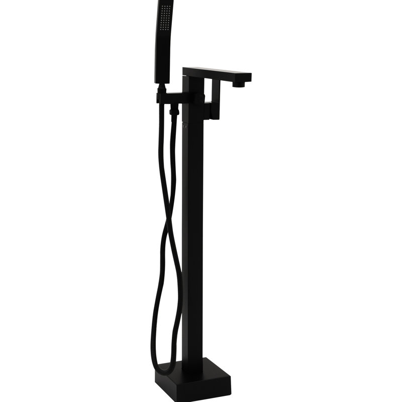 Bathroom Tub Faucet, Matte Black, Solid Brass, Precision Flow And Temperature Control, 360 Horizontal Vertical Rotating Spout Filler, Brass Construction, Ergonomic - Slip Handles, For Showers