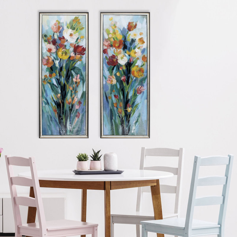 " Tall Bright Flowers " 2 - Pieces
