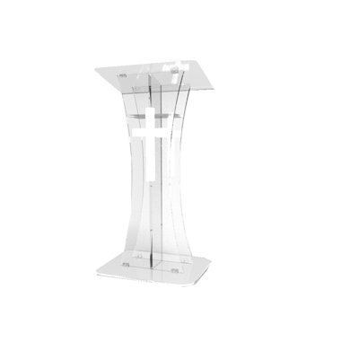 Plexiglass Acrylic Podium Clear Lectern Church Pulpit With Cross décor