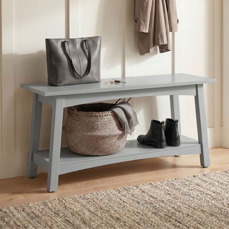 Lund 36" W Solid and Manufactured Wood Entryway Bench, Gray