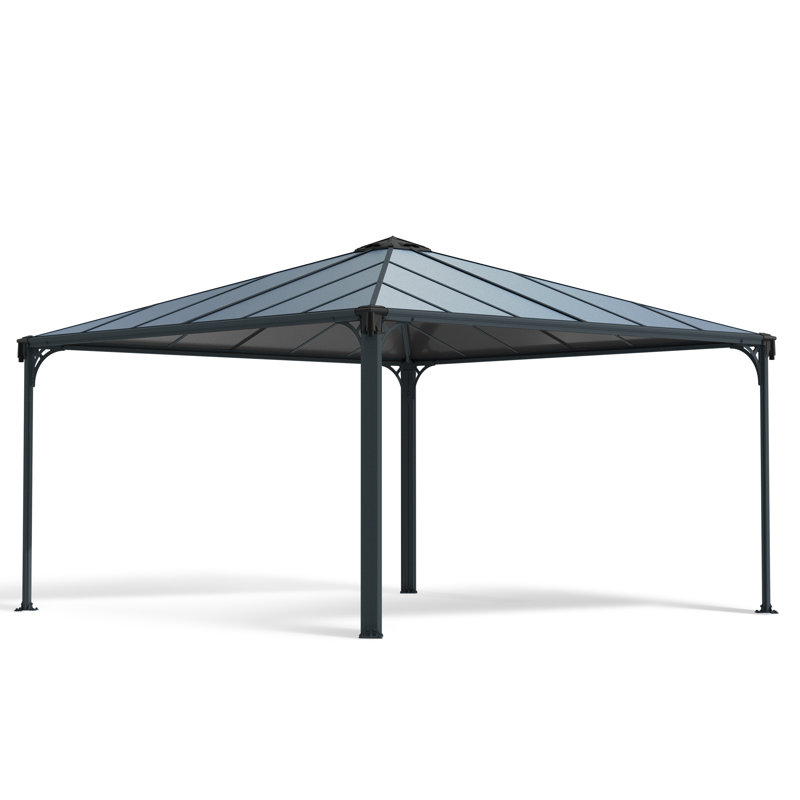 Palram - Canopia Palermo Aluminum Hardtop Gazebo with Polycarbonate Roof Panels Durable Outdoor Patio Shelter Gray