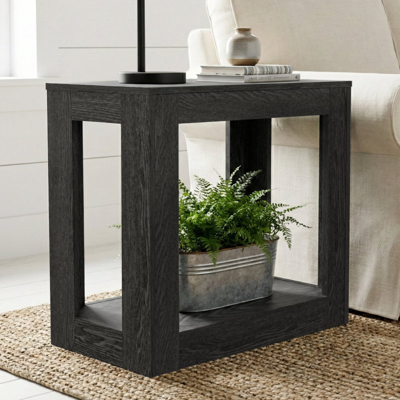 Allysyn 23.6" Contemporary Square End Table, Gray Wood