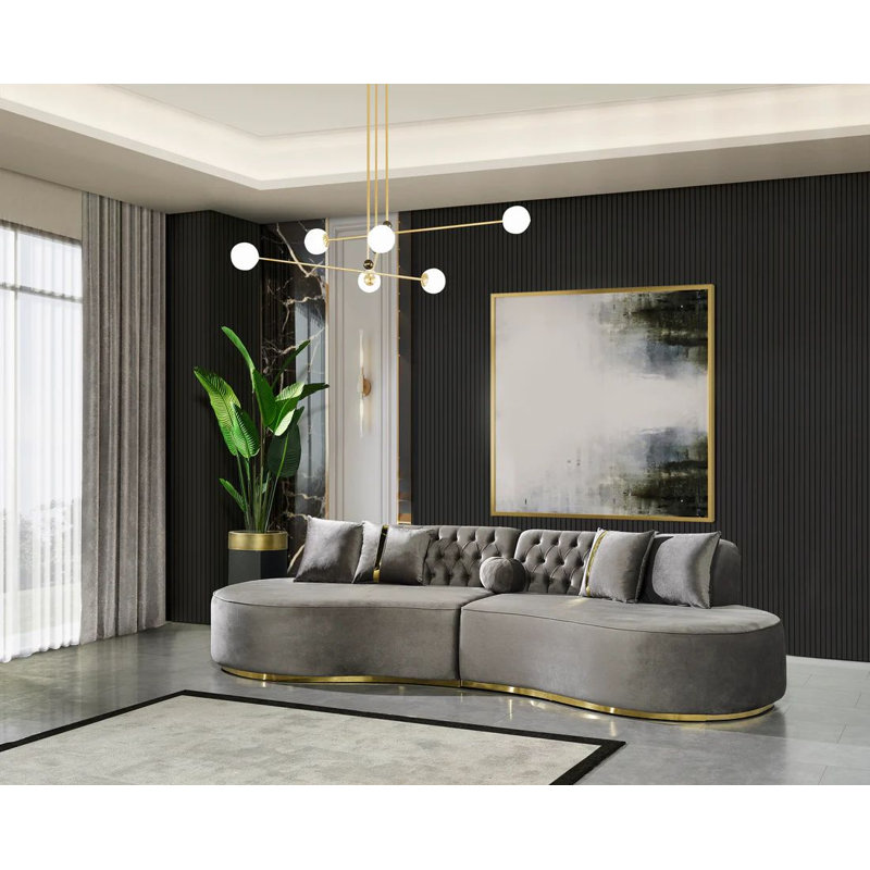 Petrisevac 2 - Piece Upholstered Sectional, Gray Velvet