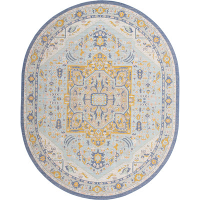 Tapis traditionnel bleu clair Matthei