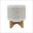 8" CHEVRON PLANTER W/ WOOD STAND, BEIGE