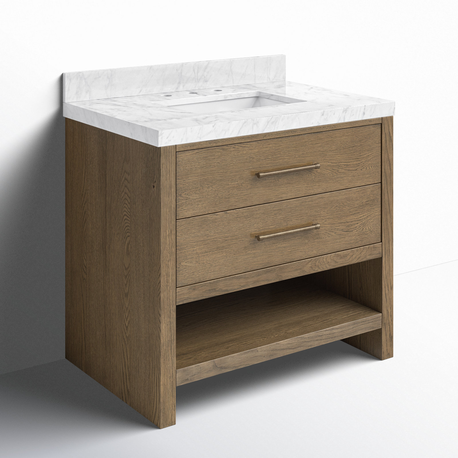 Abington 36" Carrara Marble Single Bathroom Vanity, Brown