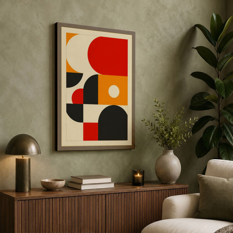 Constructivist Forms Geometric - Wrapped Canvas, 24x16 - 61.0 x 40.6 cm, Black Border