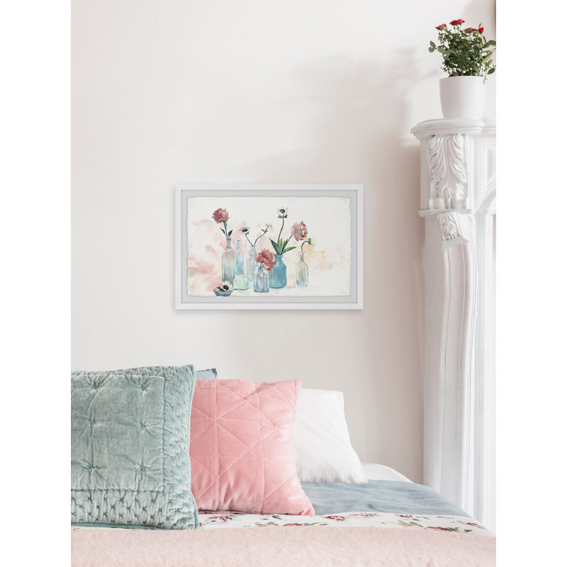 Blooms and Bottles Framed Canvas Print in 12" x 8"
