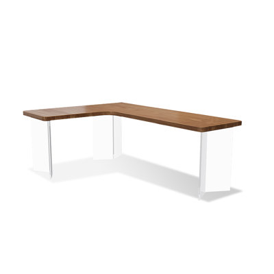 Brown+Clear Rectangular Solid Wood+Acrylic desk