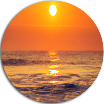 «Orange Sunrise and Glittering Waters», reproduction de photo sur métal