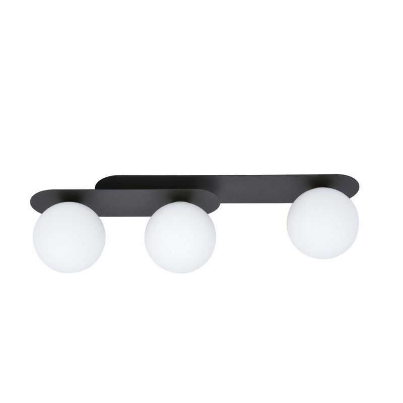 McTurck Glass Flush Mount, White, 21cm H x 30cm W x 15cm D