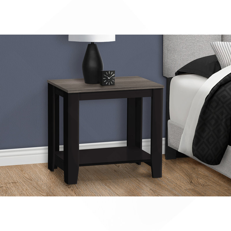 Table d'appoint, côté, bout, table de chevet, lampe, salon, chambre à coucher, stratifié noir et gris, transitionnel
