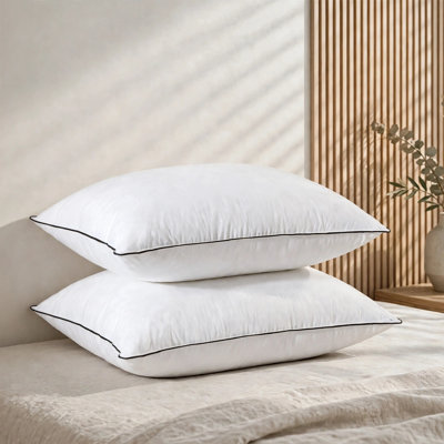 Goose Down, Feather Blend Support Pillow with 100% soft Cotton Cover, Queen