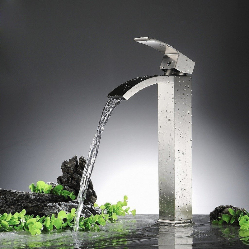 Robinet de salle de bains monotrou avec ensemble de drainage, Nickel brossé