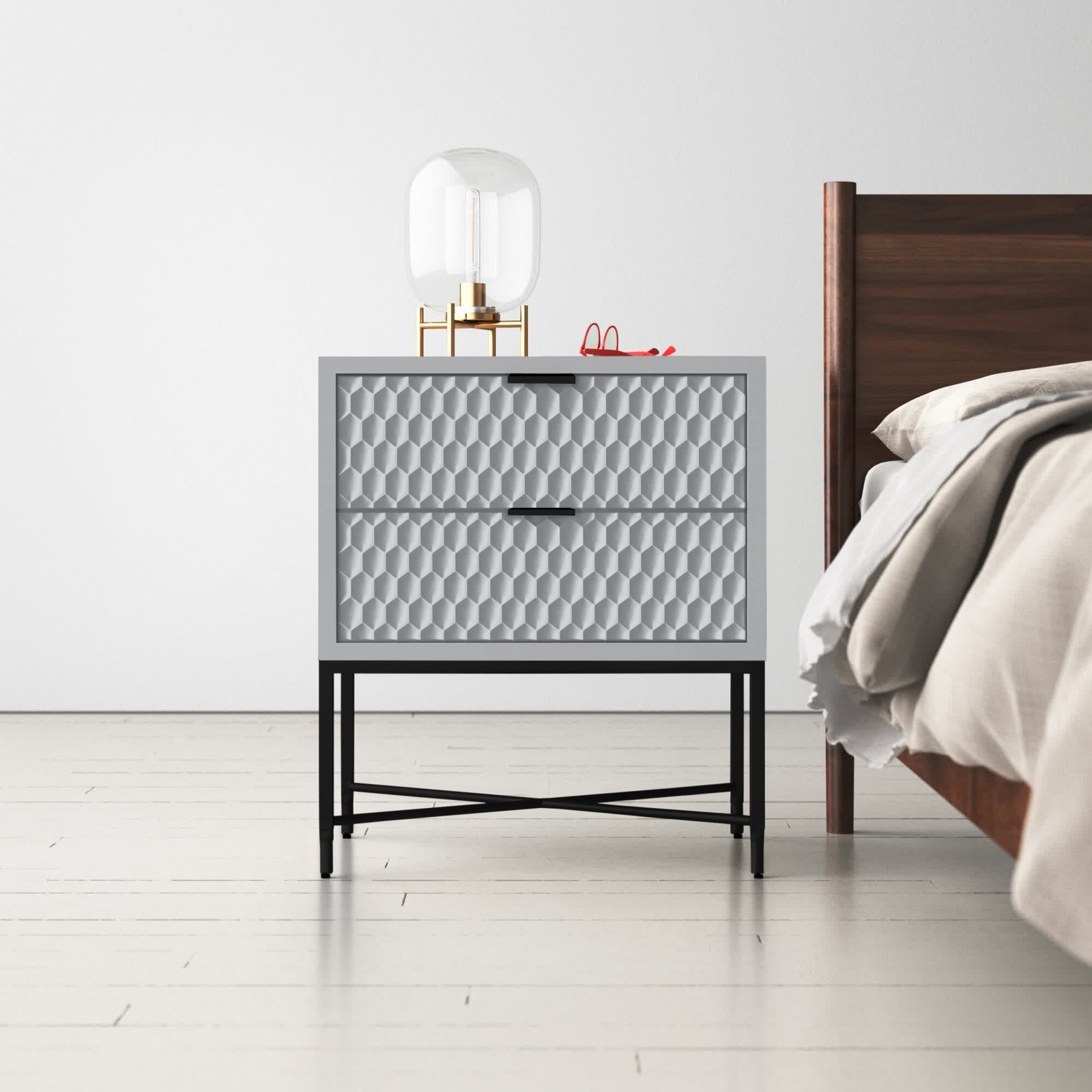 Capra 2 - Drawer Nightstand, Sky Gray