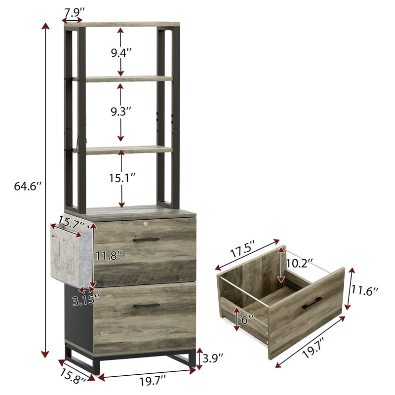 Classeur vertical 2 tiroirs Mandip, Grey