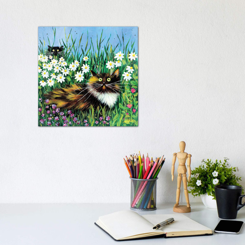 «Flower Prowler» par Kim Haskins - impression d'art graphique, H 12 po x l 12 po x P 0,75 po, Toile tendue