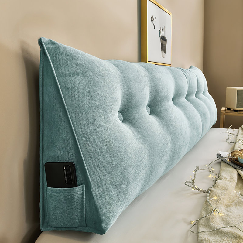 Cotton Rectangular Backrest, 180cm W x 20cm D, Light Blue