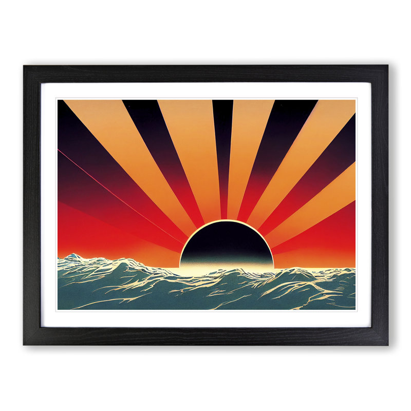 Mesmerising Seascape At Sunset Abstract 1 Piece Single Picture Frame Wall Art, 46cm H x 64cm W x 2cm D, Black Framed