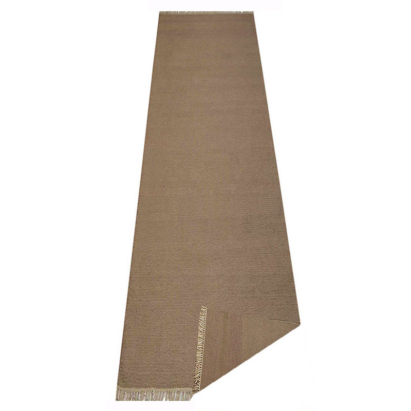 Alithea Hand Woven Flat Weave Kilim Wool Eco-Friendly Area Rugs - Light Brown Color, Plain Solid Design, Low Pile Handmade Area Rugs for Living Room, Bed Room