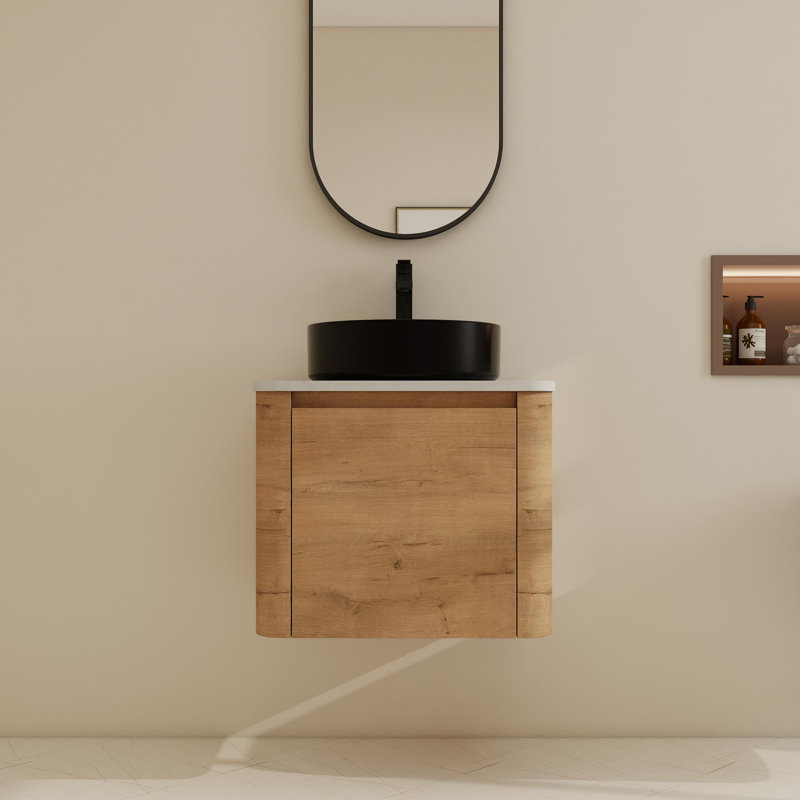 Ensemble de meuble-lavabo simple 24 po avec lavabo en céramique, Noir