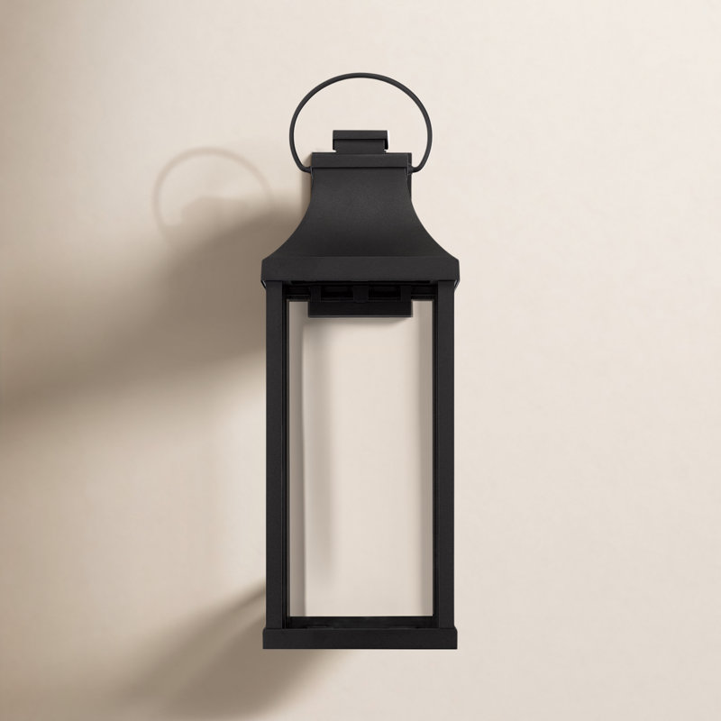 Parker Outdoor 1-Light Night Sky Small Wall Lantern With Clear Glass, Black,  24"H x 8"W x 10"D