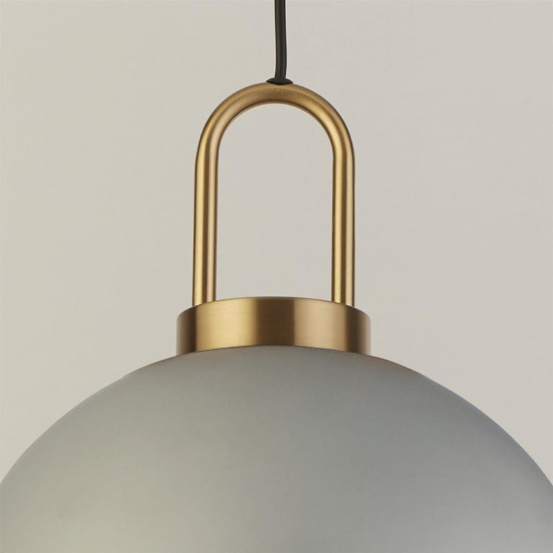 Rabiya 1 - Light Brass Sphere Pendant-Modern Glass Pendant Light - 25cm Adjustable Industrial Ceiling Fixture with E27 Stainless Iron Design