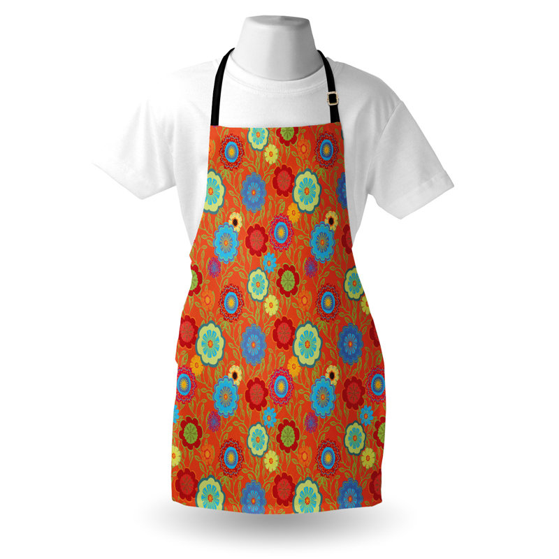 Bungalow rose tablier floral unisexe coloré abstrait concept adulte taille orange brûlé multicolore