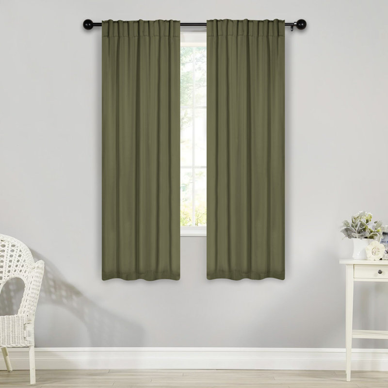 Rideaux obscurcissant et passe-tringle Levatt Classic, Vert olive, L 26 po x L 63 po