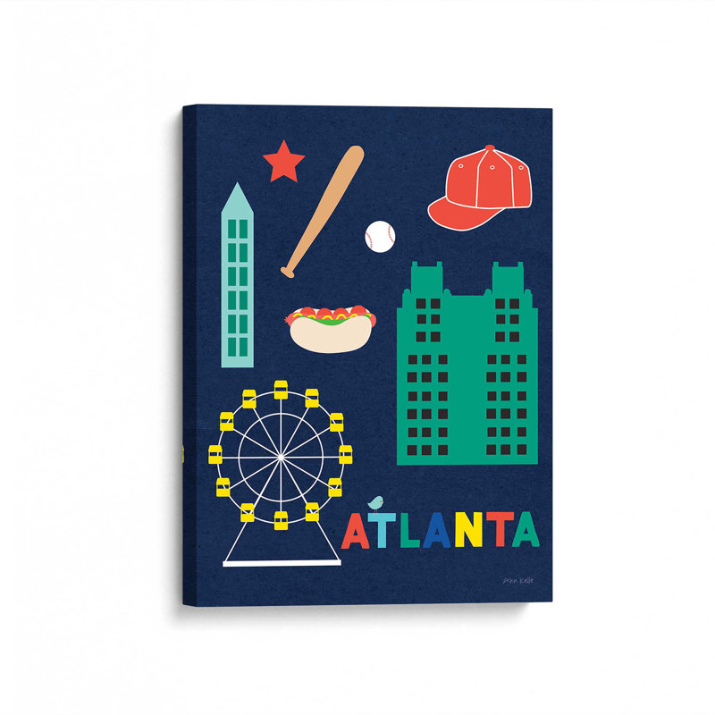 «City Fun Atlanta» par Ann Kelle, reproduction d'art, H 48 po x l 36 po, Toile tendue, Ne s’applique pas