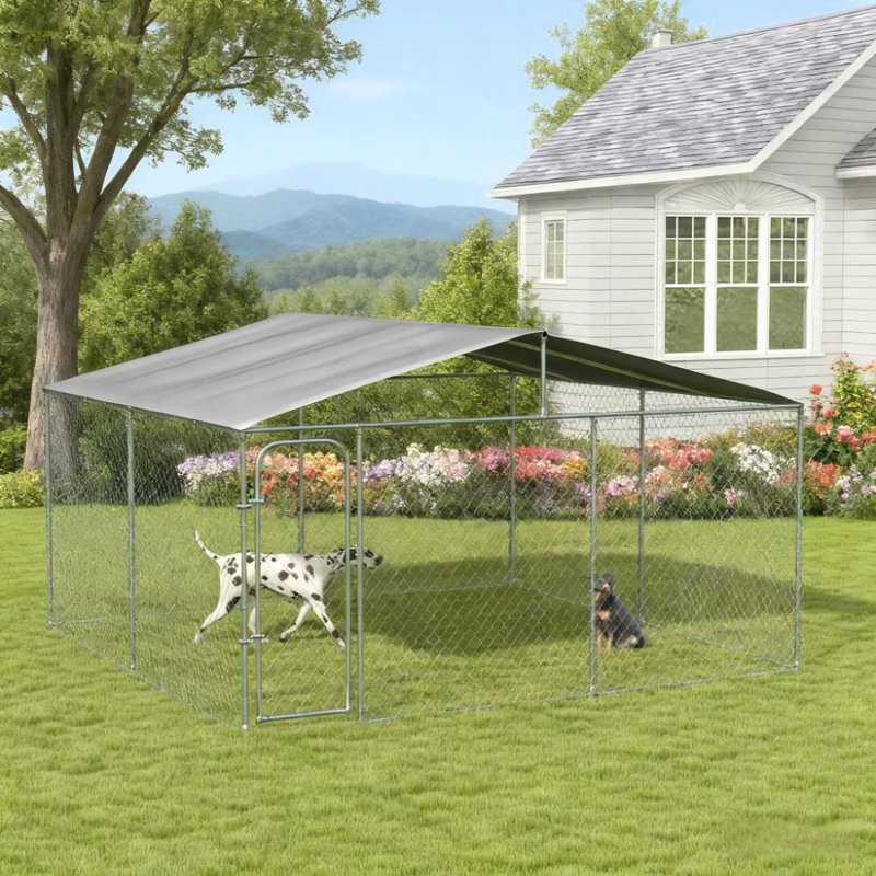 Clôture en acier pour chien avec chenil pour chien