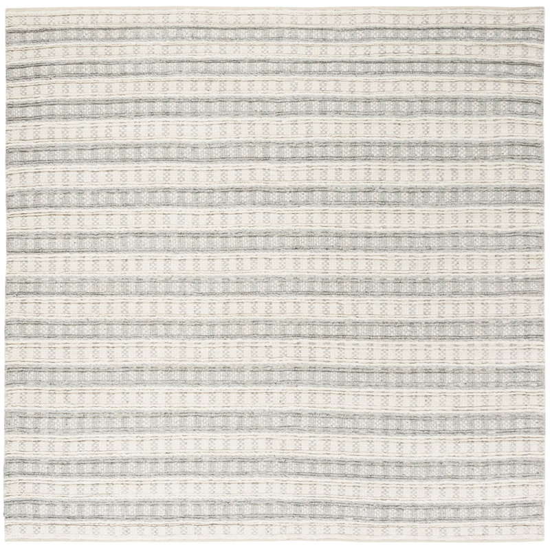 Tapis rayé en soie de bambou Russo, Carré 6 pi